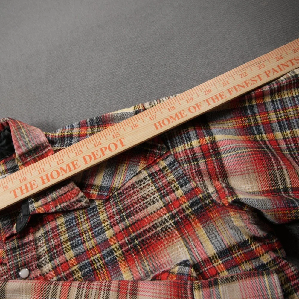 Thrashed 60s VTG Wrangler Distressed Flannel Plaid Pearl Men M Shirt Skate Surf